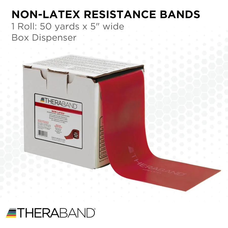 Resistance Band, Red, Medium, 50-Yard Roll, Latex-Free, Elastic Band for Exercise, Physical Therapy, Yoga, Pilates, Stretching,