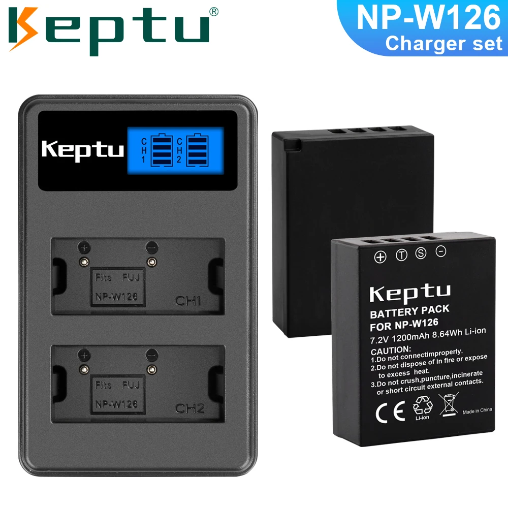 

KEPTU NP-W126 NP-W126S npw126 Battery 1200mAh with LCD Charger for Fujifilm X-T1 X-T20 X-T3 X-T30 X-T2, X-A1 X-A2 X-A3 X-A5 X-A1