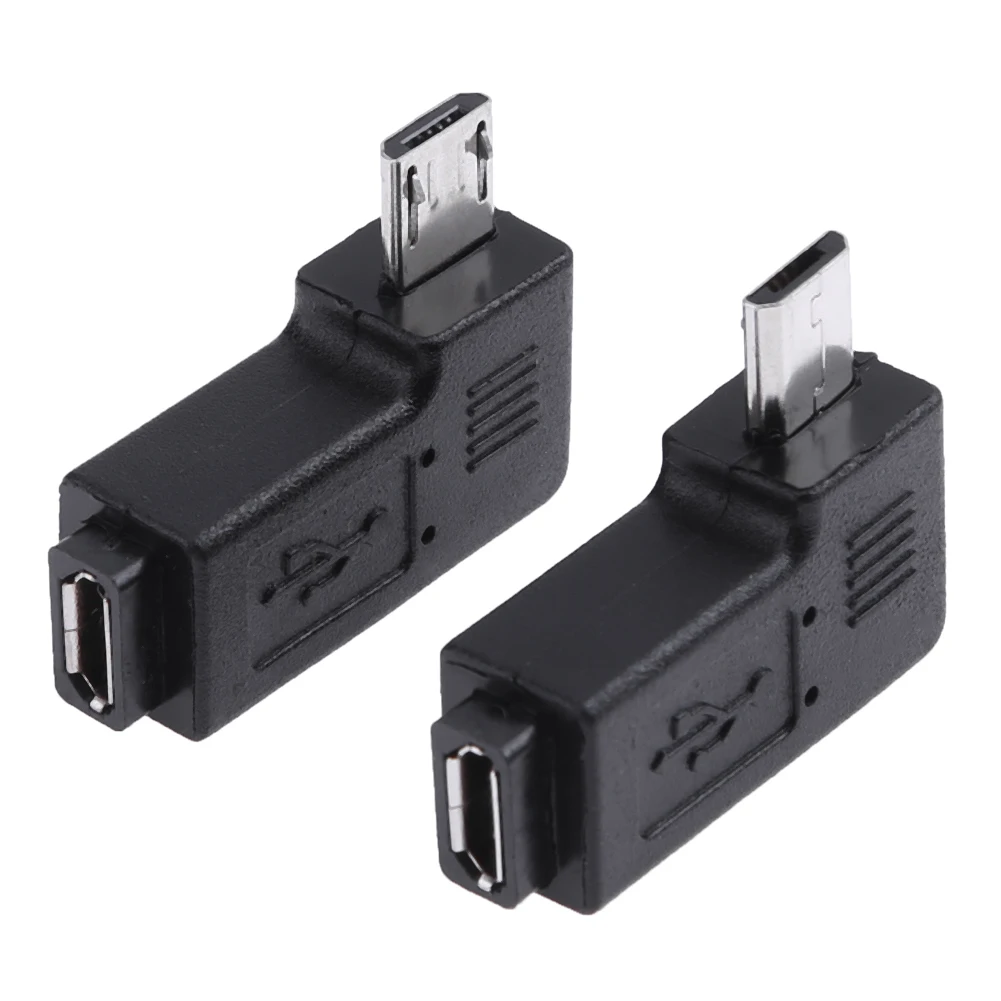 2개입 마이크로 USB 암-수 커넥터 좌우 90도 각도 마이크로 USB-마이크로 USB 엘보 컨버터