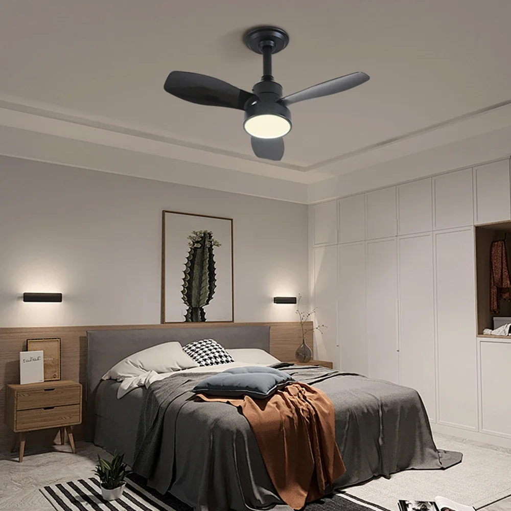 24 Inch Ceiling Fan with Lights, Remote Control Dimming, 3-speed Wind Speed, Modern Lighting, Simple Bedroom Ceiling Fan