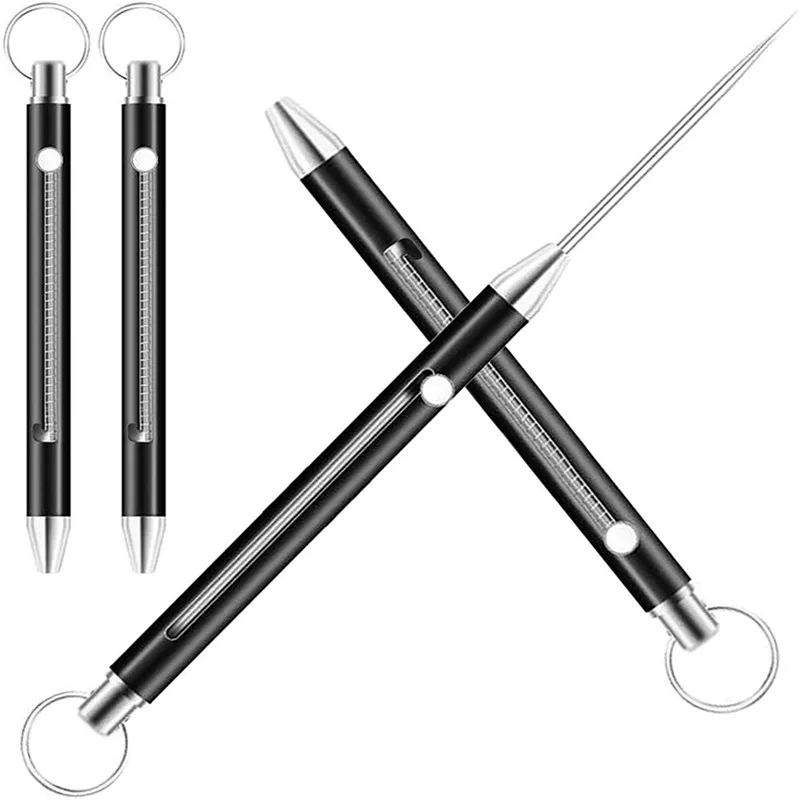 Toothpick Set 1PC Titanium Alloy EDC Telescopic Toothpick Keychain Pendant Gift Fruit Fork Camping Pocket Toothpick Holder Unpacking Tool