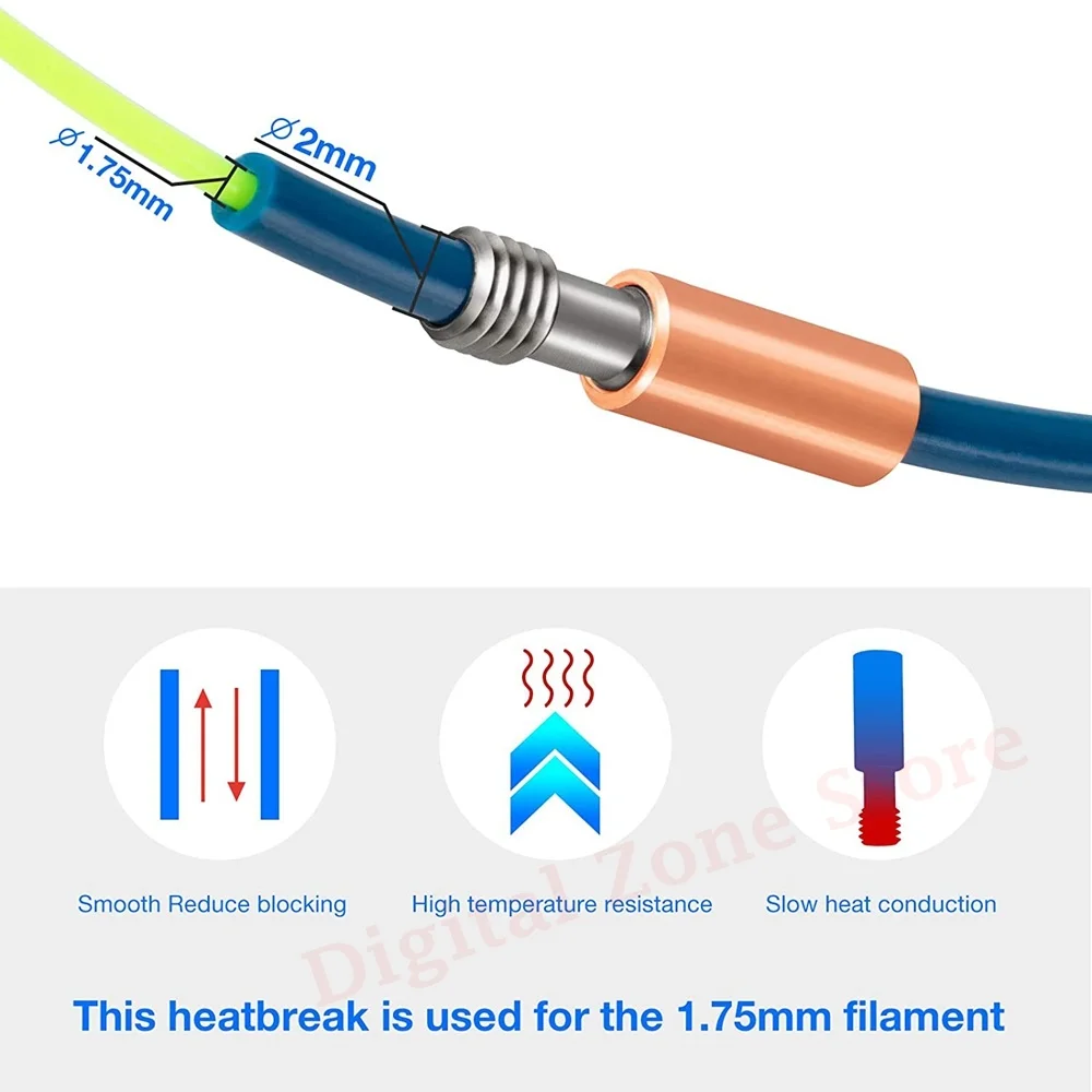 

Ender 3 CR10 Series Heatbreak 4.1 Bore Titanium Alloy and Copper Throat Nozzle for Ender 3 V2, Ender 3 Pro 3D Printer Hot End