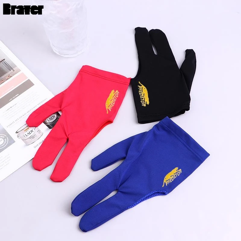 Three Fingers Full-Finger Snooker Pool Cue Billiard Glove for Left Hand Lycra