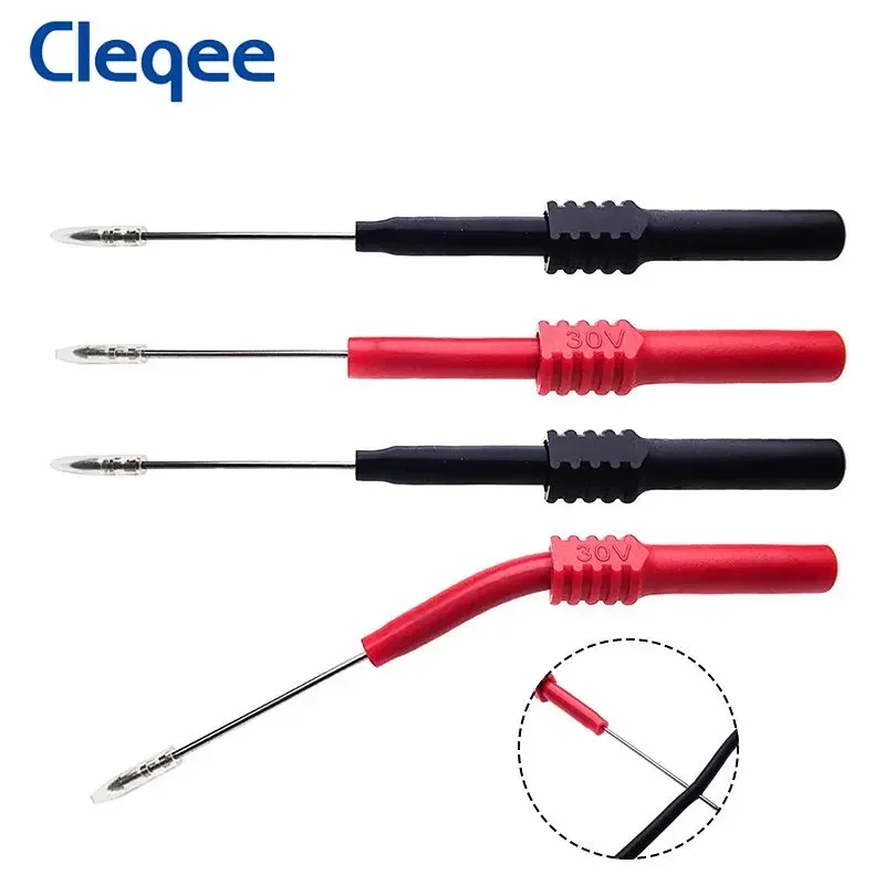 

Cleqee P5009 4pcs Soft Test Probes PVC Insulation Piercing Needle Non-destructive Multimeter Punture Probe Red/Black