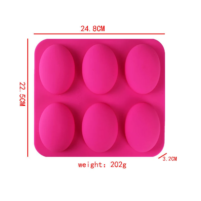 Duck Egg Silicone Mold Oval Handmade Soap Silicone Soap Mold 6 Even Egg Fondant Cake Porous Candle Making