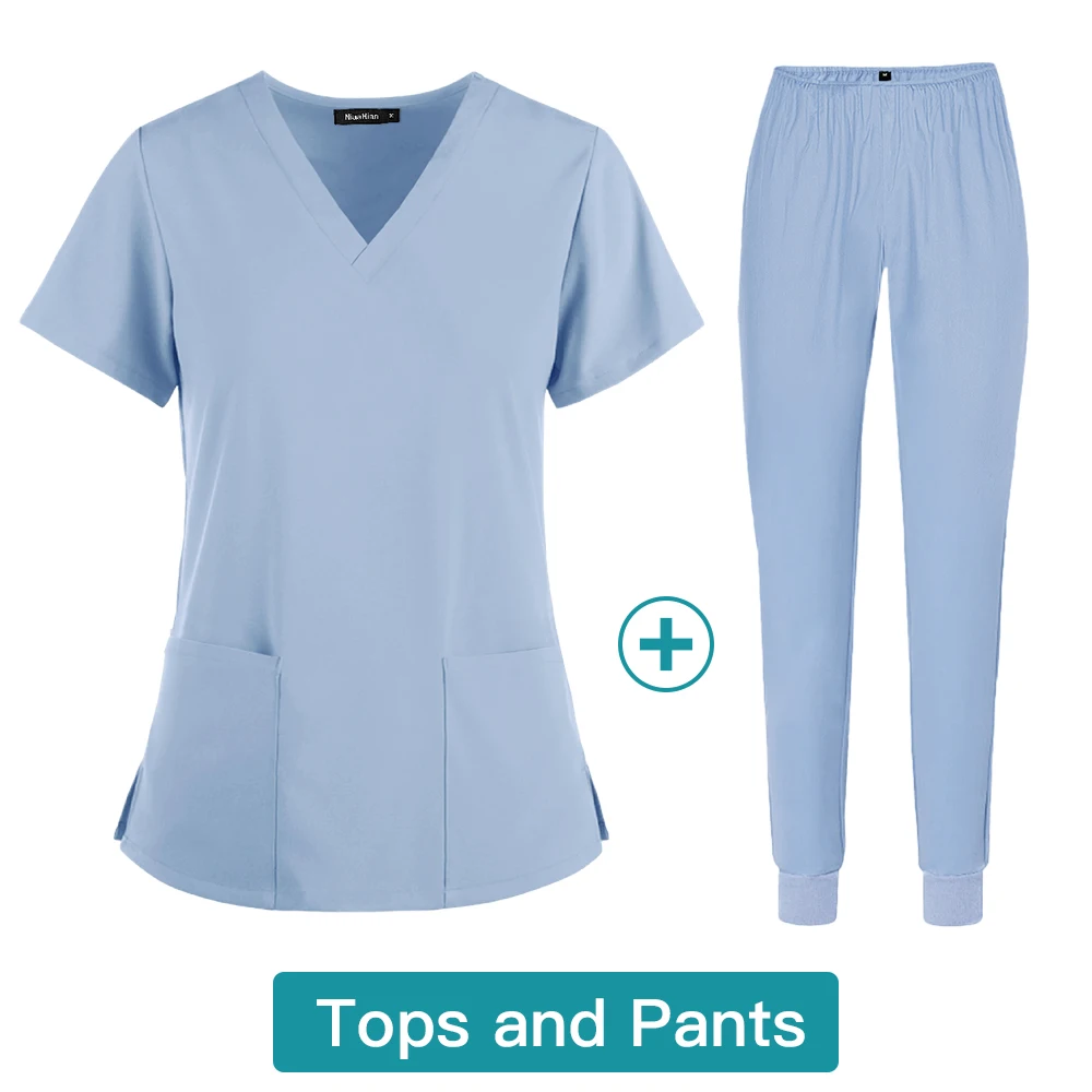 Dentistry Medical Uniforms Enfermera Mujer 2 Way Stretch Clinical Clothes Scrubs Sets Women Men Workwear Tops Pants Work Suits
