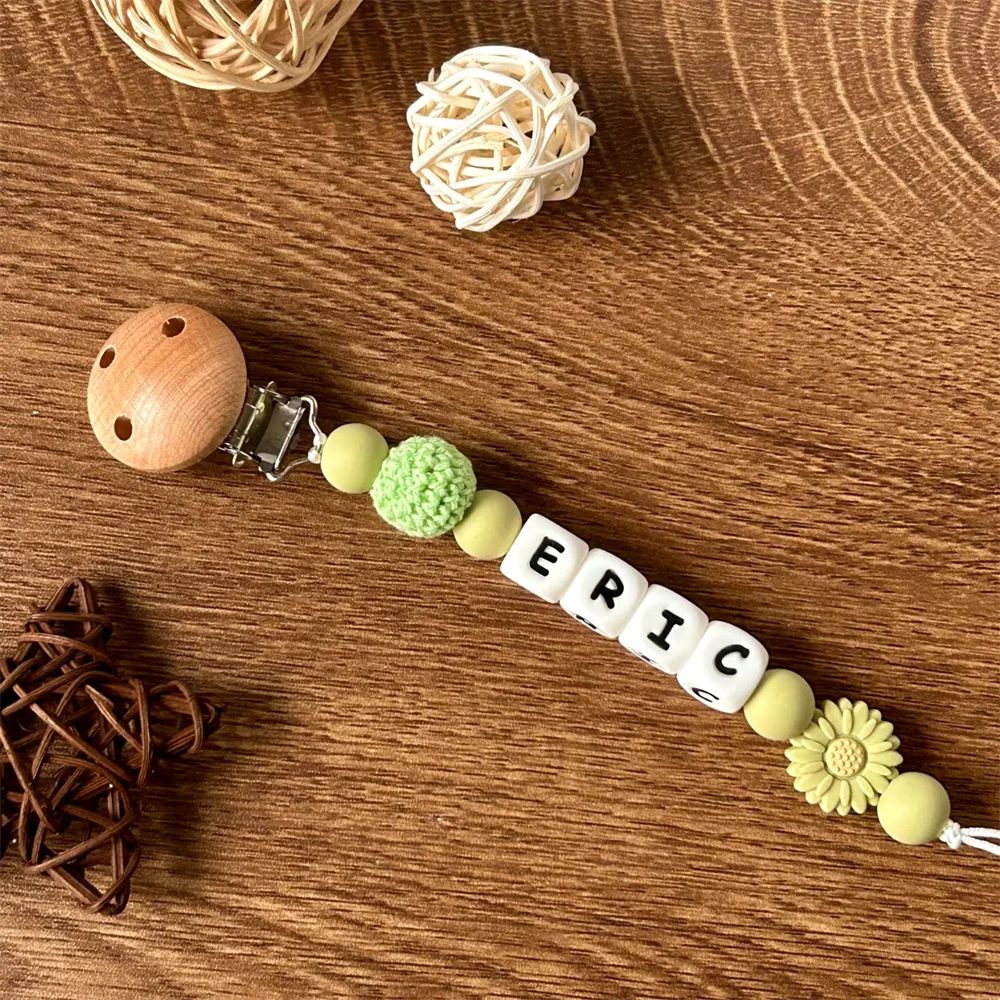 Niedliche Schnullerkette mit personalisiertem Namen – verstellbarer Silikon-Beißringclip für Babys – Detail 6