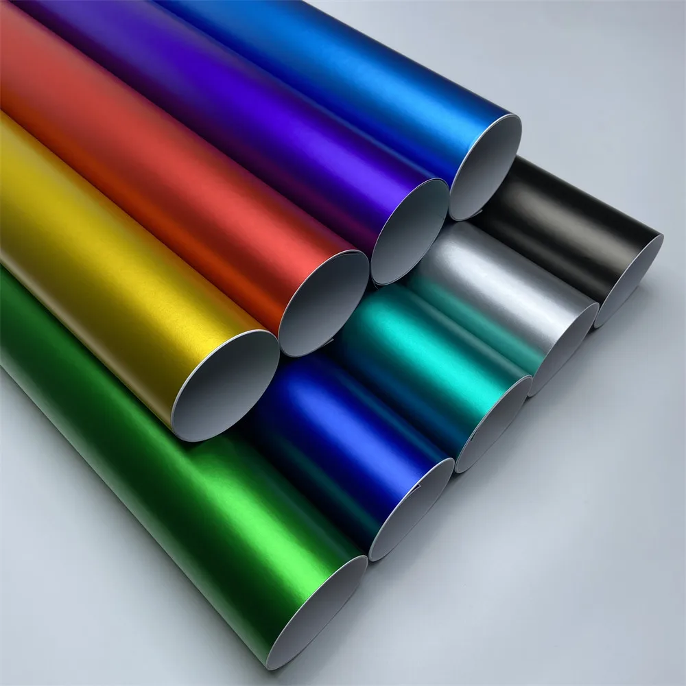 Multiple Colors Ice Metallic Matte Chrome Vinyl Car Wrap Film with Air Release Satin Car Stickers Foil 1