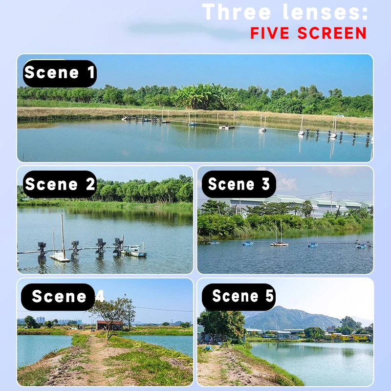 4G Solar Security Camera Outdoor Waterproof Wireless Three Lens Five screens Full Color Night Vision Motion Detection CCTV V360