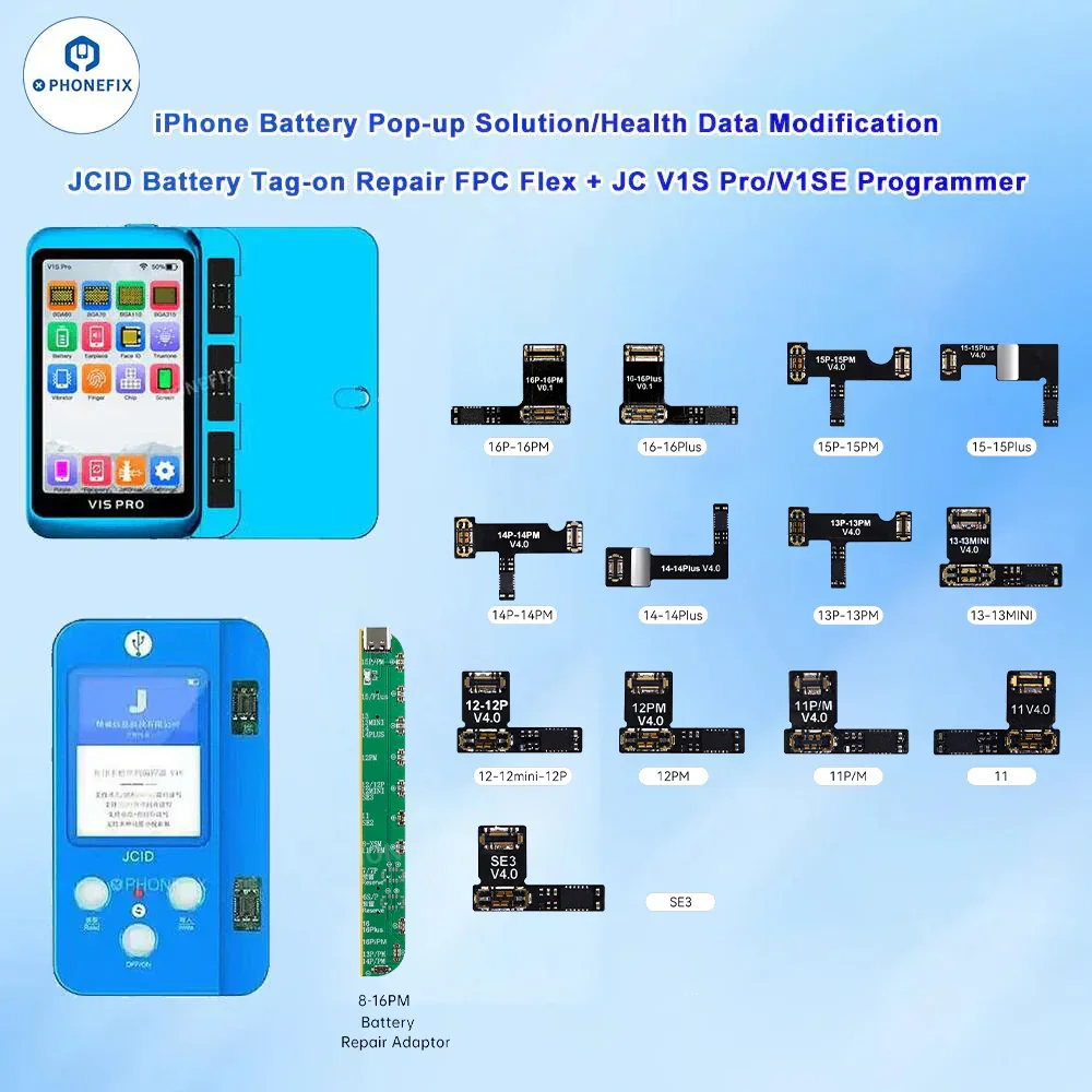 JCID 4세대 태그온 배터리 수리 플렉스 케이블 (아이폰 11-16 Pro Max 배터리 상태 데이터 수정 및 배터리 팝업 오류 해결)