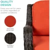3-Piece Outdoor Wicker Patio Bistro Set w/2 360-Degree Swivel Rocking Chairs and Tempered Glass Top Side Tempered Glass Top Side 5