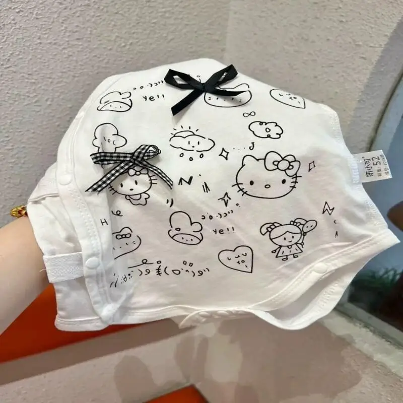 Sanrio 헬로 키티 퓨어 코튼 소녀 베이비 봄, 여름, 가을 티셔츠 바디 슈트 0-3 개월 베이비 카와이 아동 의류