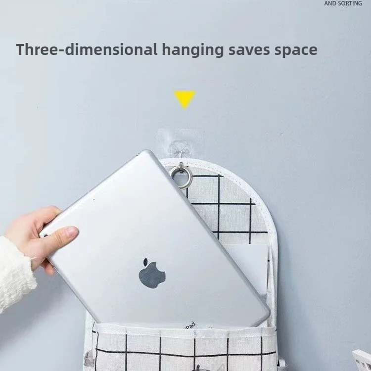 Fabric Hanging Storage Bag for Dormitory Wall Mounted Wall Door Bags Dual-Pocket Side Mesh Organizer Book Magazine Phone Holder 6