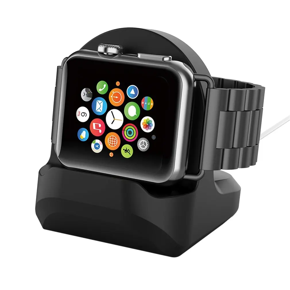 Silicone Charge For Apple Watch Holder Hand Free Cable Hole Charging Support Charger Bracket For iWatch Watch Dock Stand Charger 2