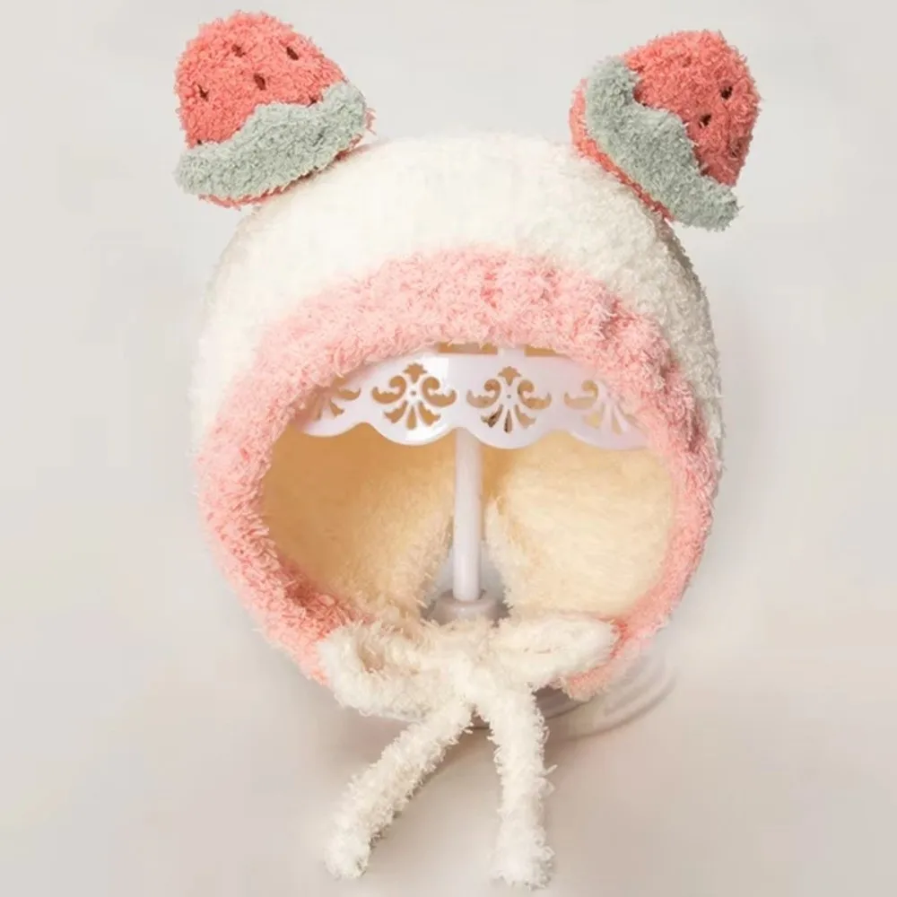 Lovely Fleece Fruit Ear Hat Winter Soft Baby Beanie Cap Thick Warm Ear Protection Hat Boys Girls