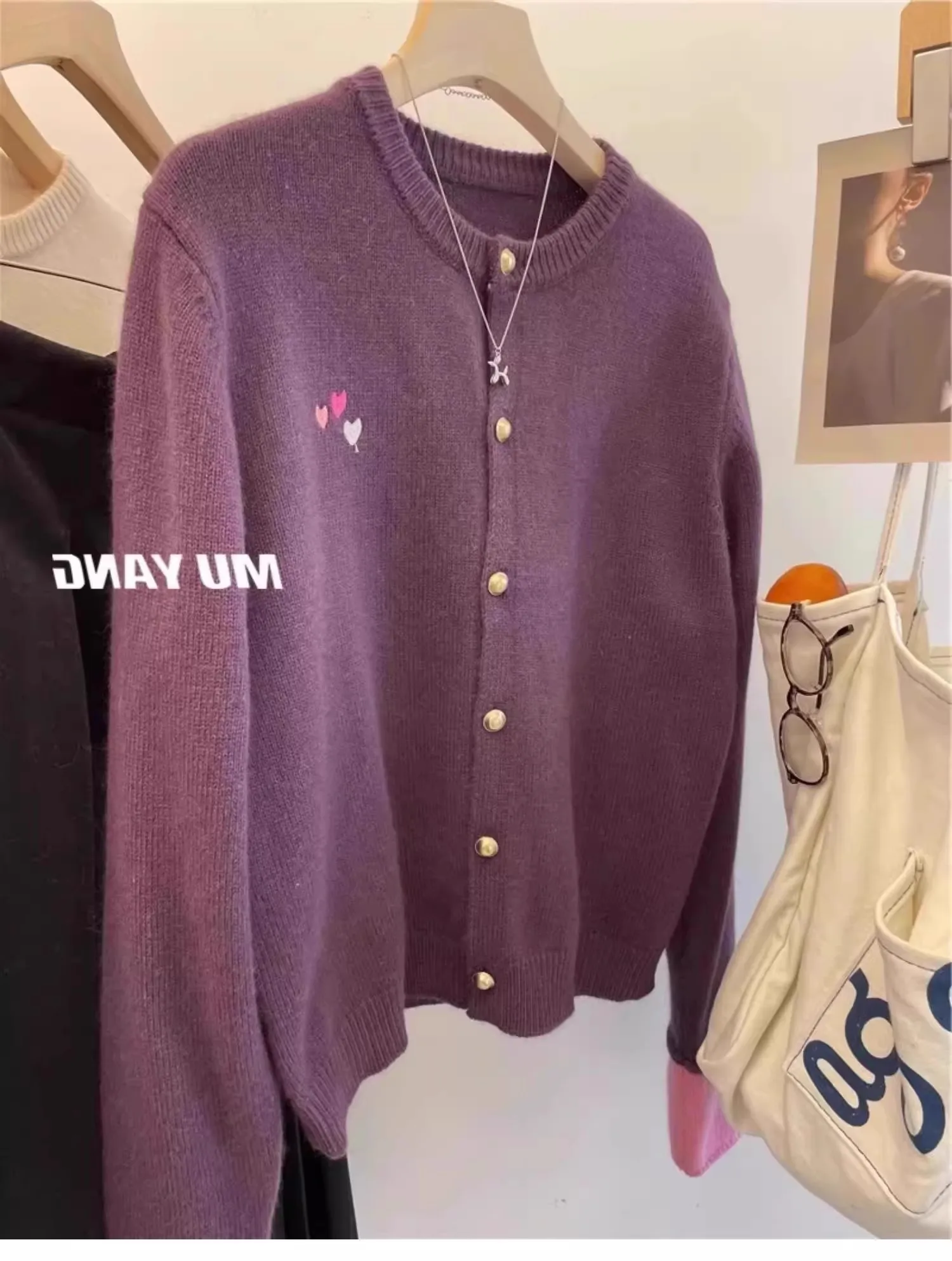 2024 Autumn and winter Cashmere Cardigan sweater Women O-Neck pullover Cashmere Cardigan knitted soft fashion warm Women 5