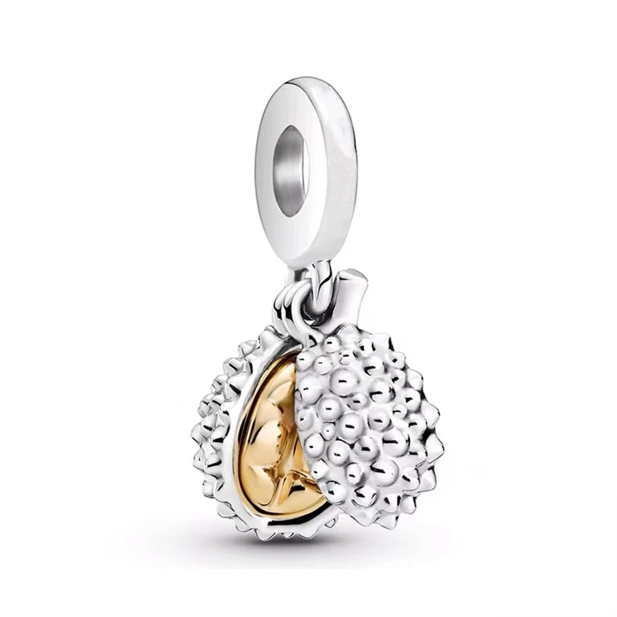 Fruit Series Apple Lemon Durian Strawberry Pineapple Dangle Charm Bead Fit Original 925 Sterling Silver Bracelet Jewelry 6