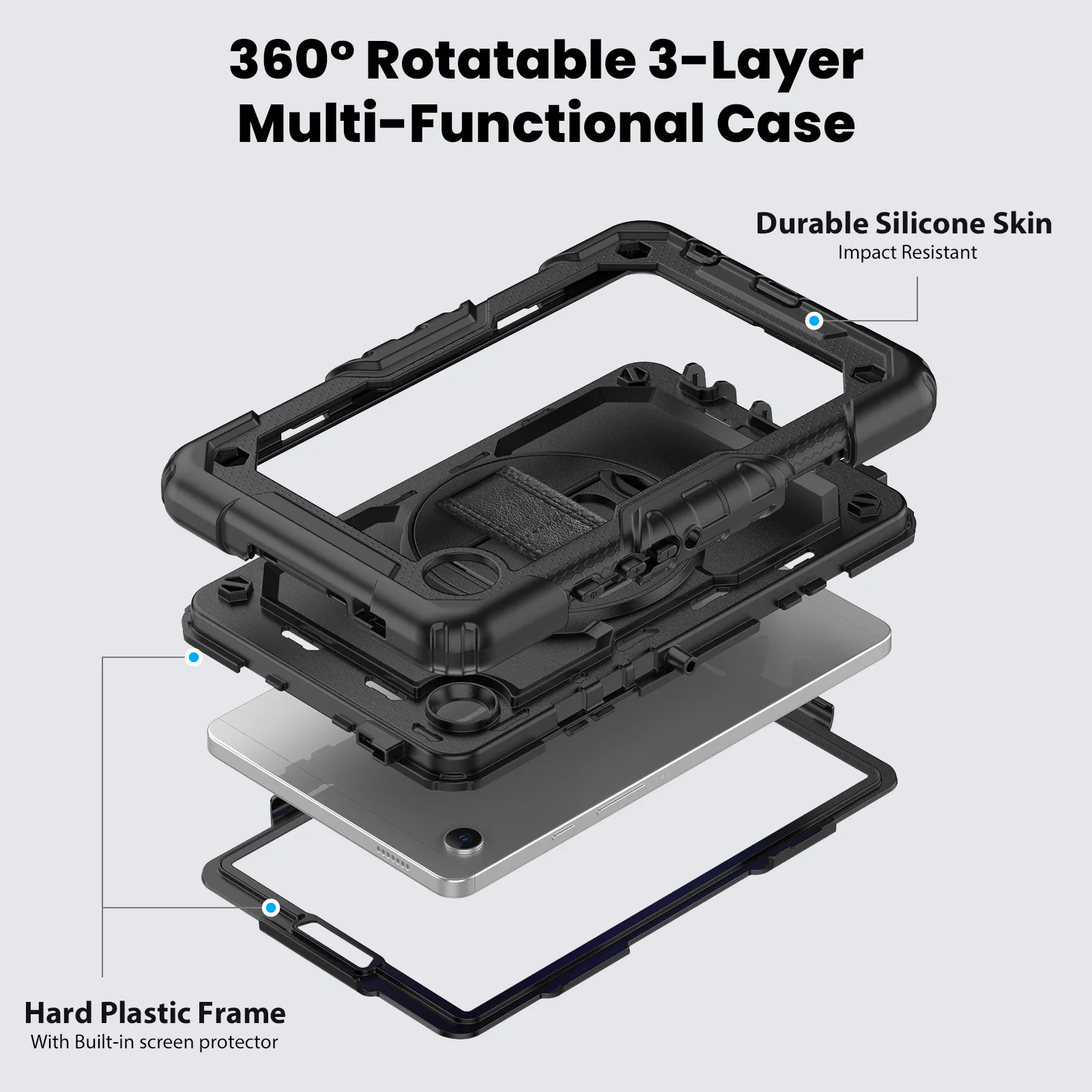 Capa Protetora com Protetor de Tela para Samsung Galaxy Tab Alça de Mão Alça de Ombro Kickstand a9 Plus 11 Sm-x210 X216 X218 - Imagem 6