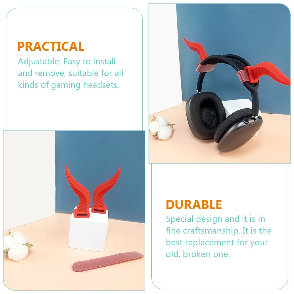 Headphone Accessories Demons Horns Attachment Headset Decorations Gaming Decors Ornaments Cosplay Props Silica Gel Ears