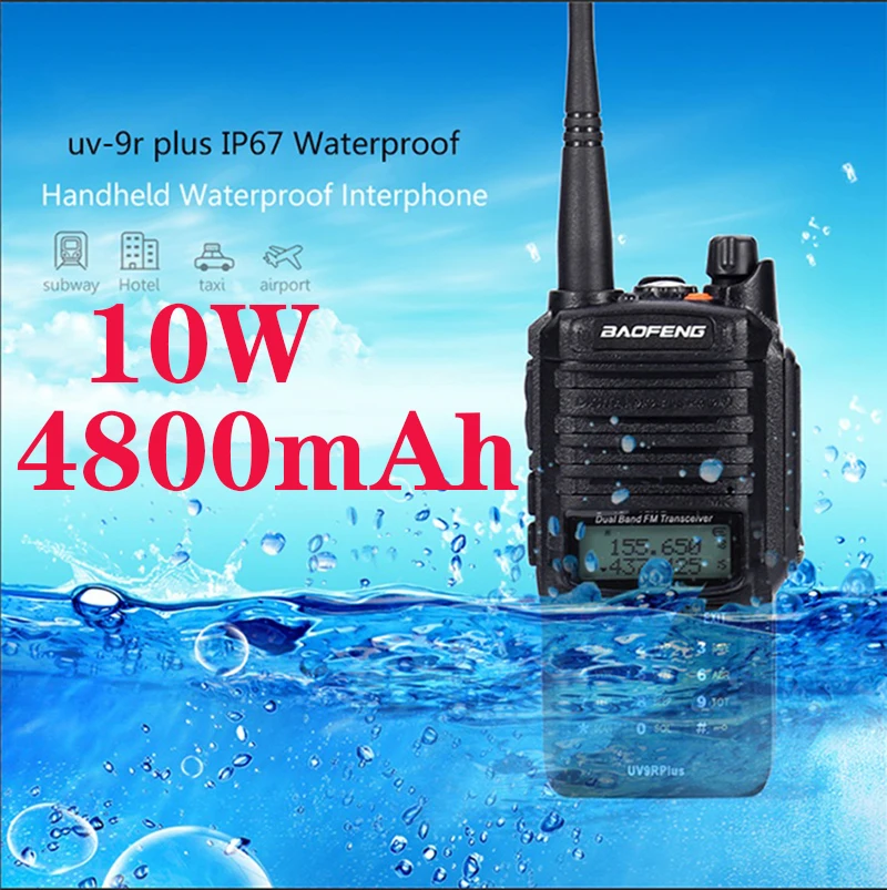  - 1/2pcs high quality waterproof walkie talkie Baofeng UV-9R plus 10W ham radio cb radio comunicador baofeng uv 9r plus рация