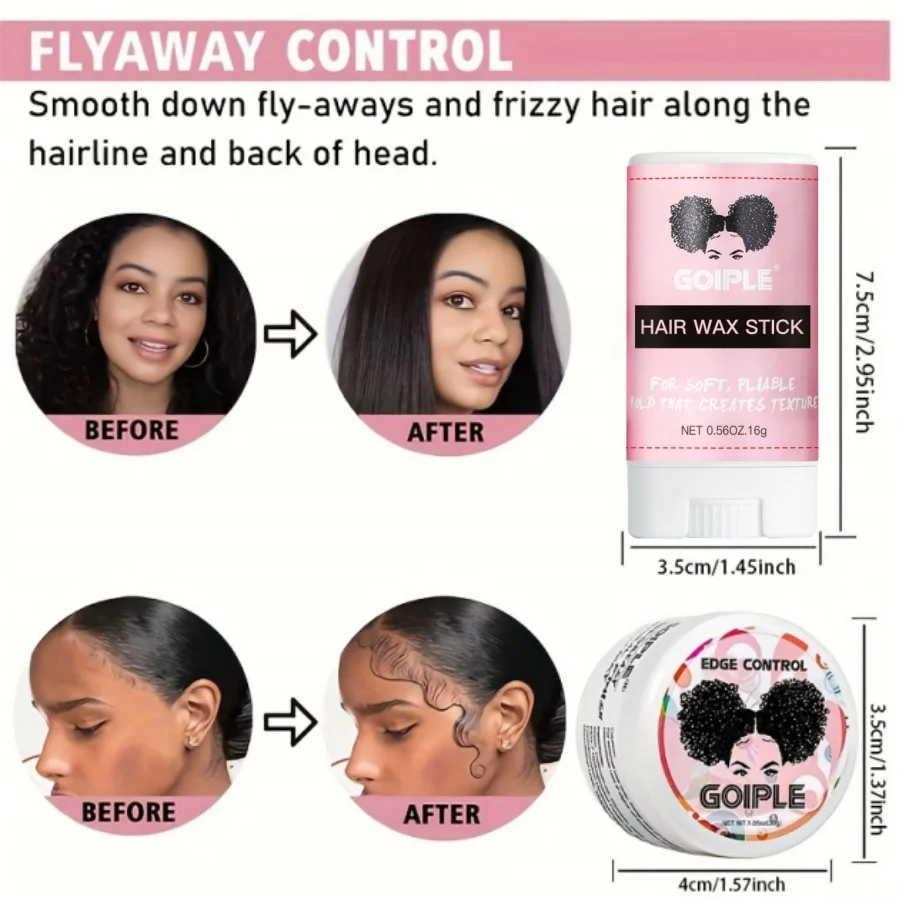 GOIPLE Edge Control Wax Set Edge  Gel for Long Lasting Hold All Baby Hairs Pomade for Tame Flyaways Hair Elastic Band Comb 4pcs 5