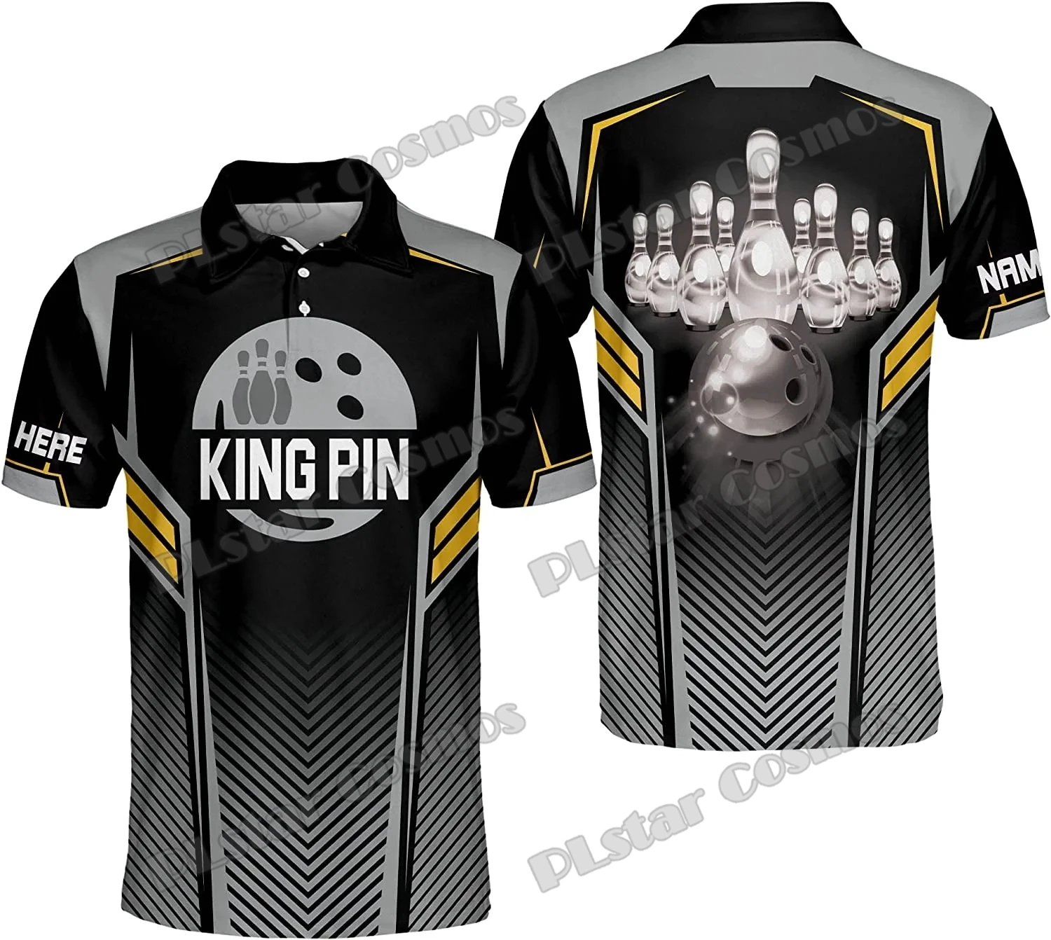Schädel Bowling Team personalisierte Name 3D gedruckt Herren Poloshirt Sommer Straße Kurzarm Shirt Geschenk für Bowling Spieler WK36 – Detail 19