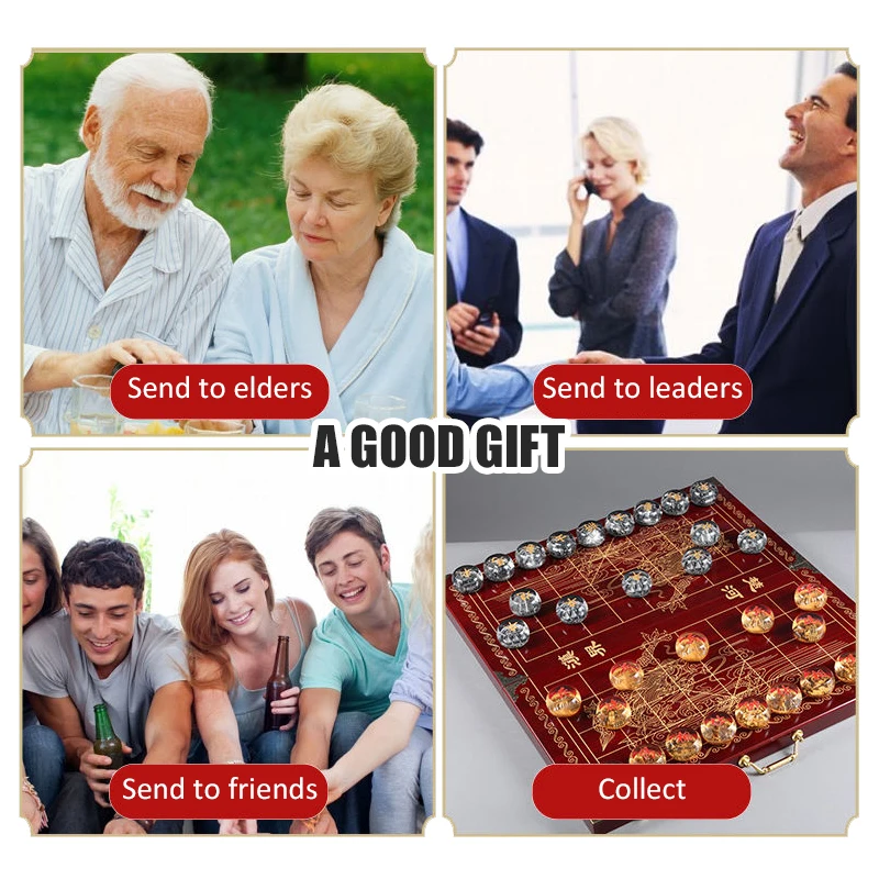 Chinese Chess Set Luxury Table Board Games Artificial Crystal Engraving Chess Family Party Children Adult Collect Birthday Gift - Image 6