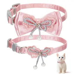 Charming Pink Bowtie Cat Collar with Safety Breakaway Feature (Style 2)