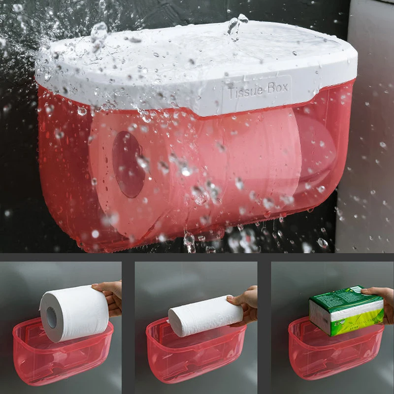 Punch-free Toilet Paper Holder Box Waterproof Storage Rack Towel Kitchen -  Portable Toilet Paper Holders - Aliexpress