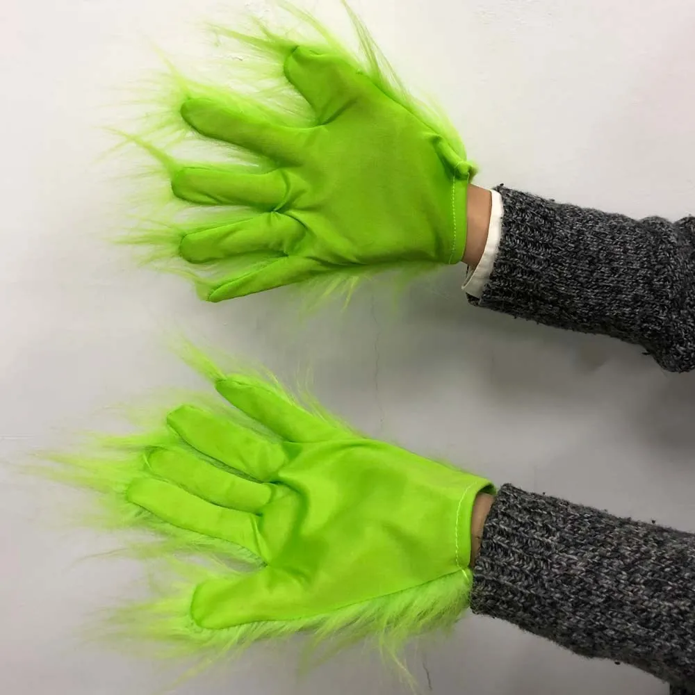 Guantes verdes de piel para Navidad, accesorios de disfraz de monstruo verde  para Halloween, regalos de Navidad y Año Nuevo