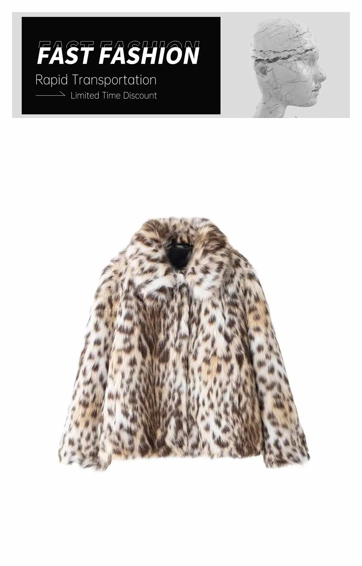 Description Picture 4 of itemAutumn and winter new casual women's clothing simple and fashionable versatile leopard print faux fur effect jacket