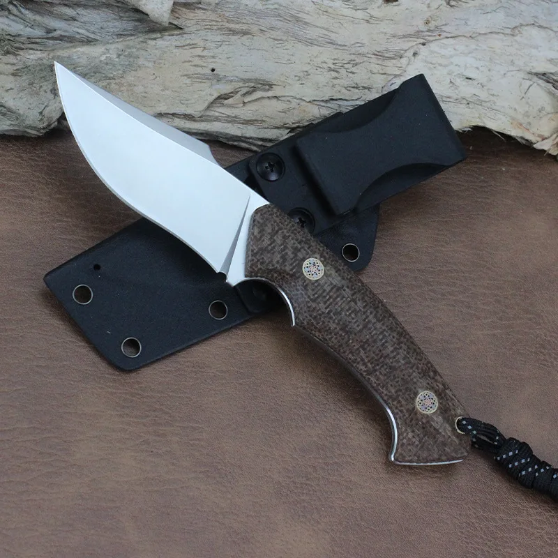 

Knife Sharp D2 Full Tang Fixed Blade Hunting Knives High-end Flax Handle + Sheath Camping Knife Outdoor Survival Hand Tools EDC