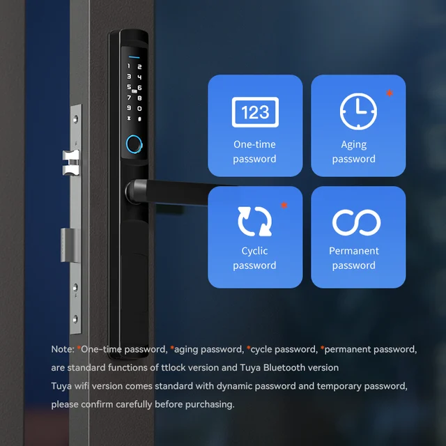 Waterproof IP66 Dustproof Tuya Wifi TTlock APP Fingerprint Sliding Smart Lock RFID Card Code Anti-Scratches Aluminum Door Locks 5