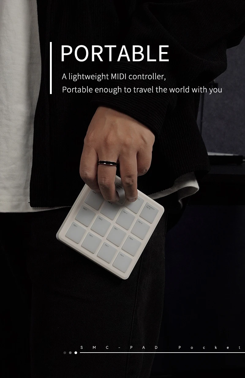 M VAVE SMC-PAD Pocket Wireless MIDI Controller USB-C Interface Portable Small Percussion Keyboard Accessory