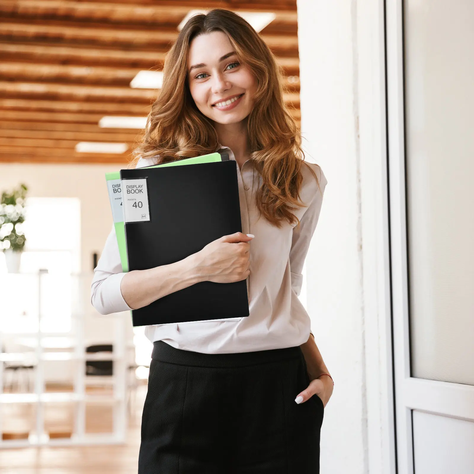 5Pcs 디스플레이 폴더 A4 플라스틱 포트폴리오 바인더 40 포켓 문서 정리 스..