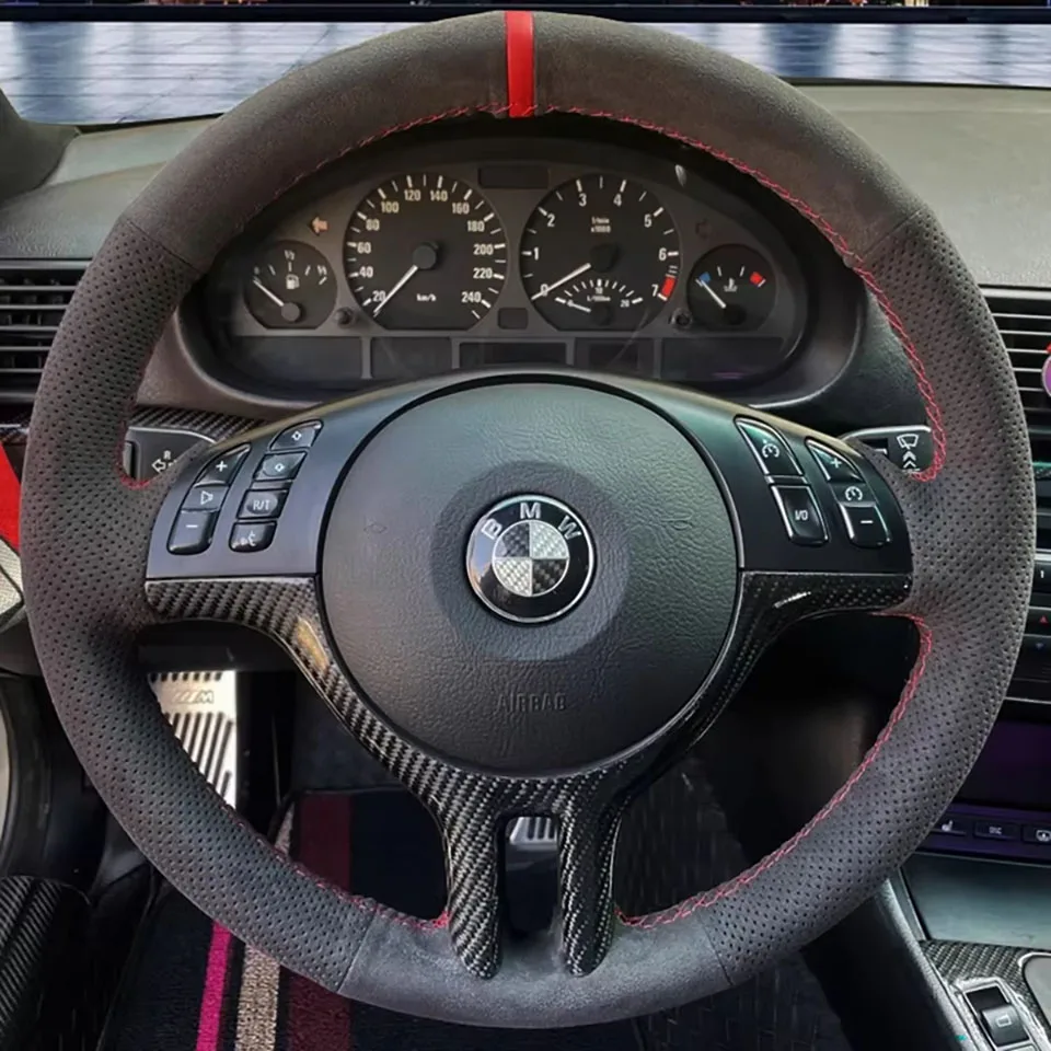 Housse de volant de voiture en daim souple, pour BMW E39 E46 325i E53 X5, accessoires d'intérieur automobile, bricolage