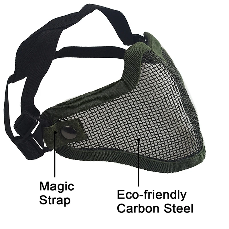 Face Mask REikirc Tactical Half Face Airsoft Mask Metal Net Dual Strap Adjustment CS Wargame Protective Masks