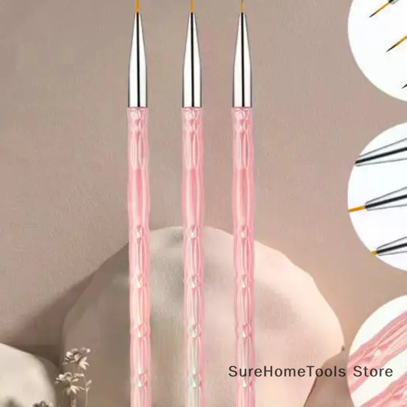 3pcs/set Nail Art Liner Brushes - Professional Thin Detail Fine Drawing Brushes for UV Gel Polish Painting & Nail Design Tools