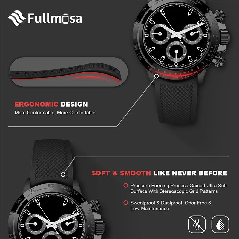 Cinturino in gomma da 20mm cinturino per orologio da 22mm