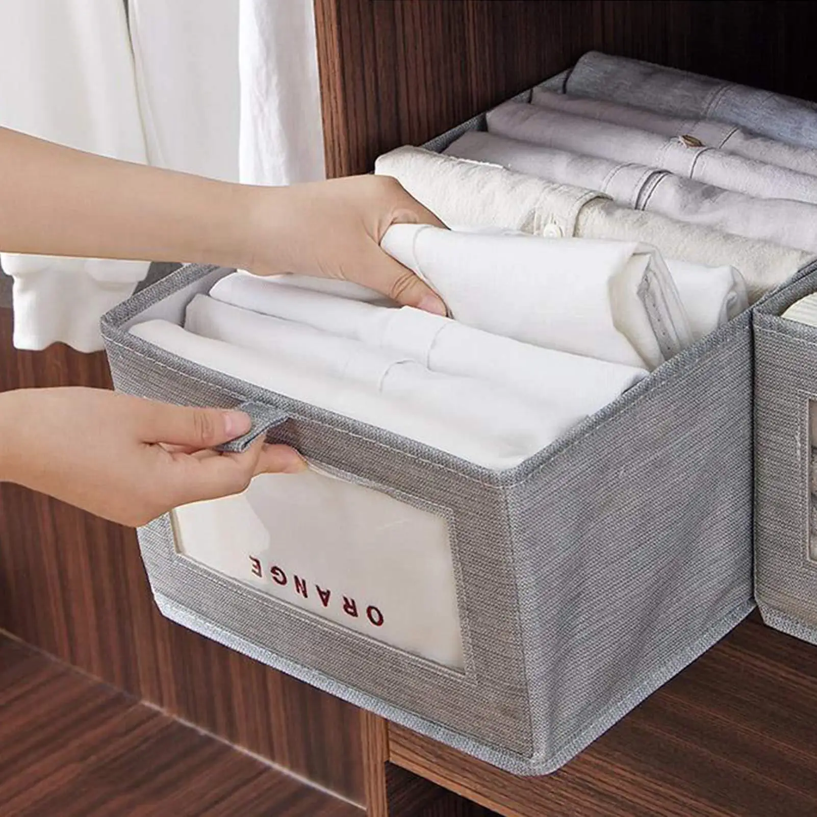 

New cotton linen Folding Underwear Storage Box With lid Clothes Socks Toy Snacks Sundries organizer Cosmetics storage basket