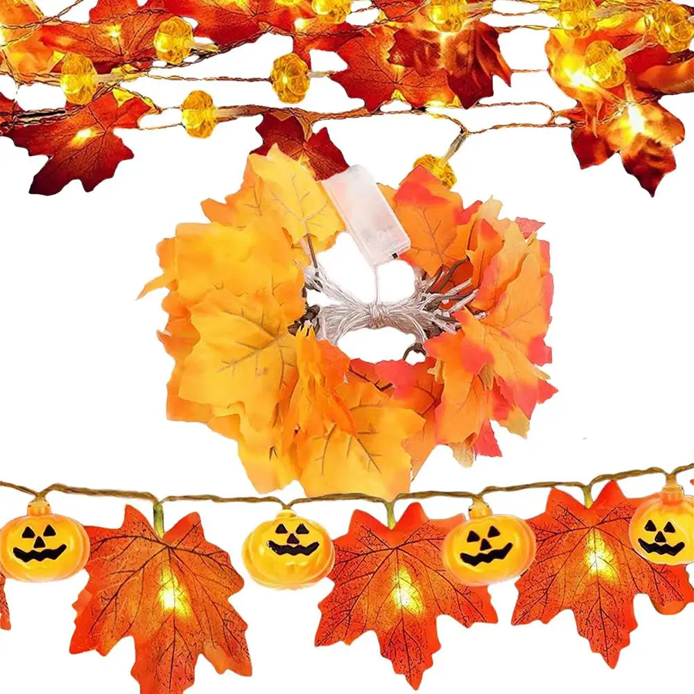 

0.5W Artificial Maple Leaves LED String Light Battery Powered For Thanksgiving Halloween Christmas Holiday Decorations