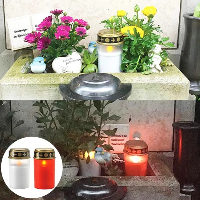 

Grave Candle Light Garden Cemetery Solar Electronic Lamps Sacrificial Candles IP44 Waterproof Lighting LED Candle Grave Lamp