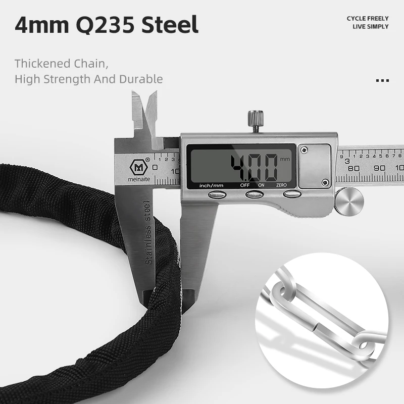 WEST BIKING Bicycle Lock 4-Digit Password Anti-theft Bike Chain Lock Thickned Motorcycle Scooter E-bike Lock Bike Accessories