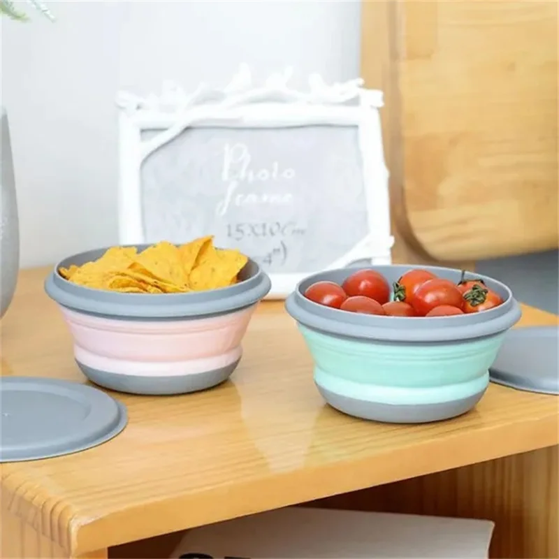 4pcs Set Collapsible Bowls With Lids For Camping And Picnic