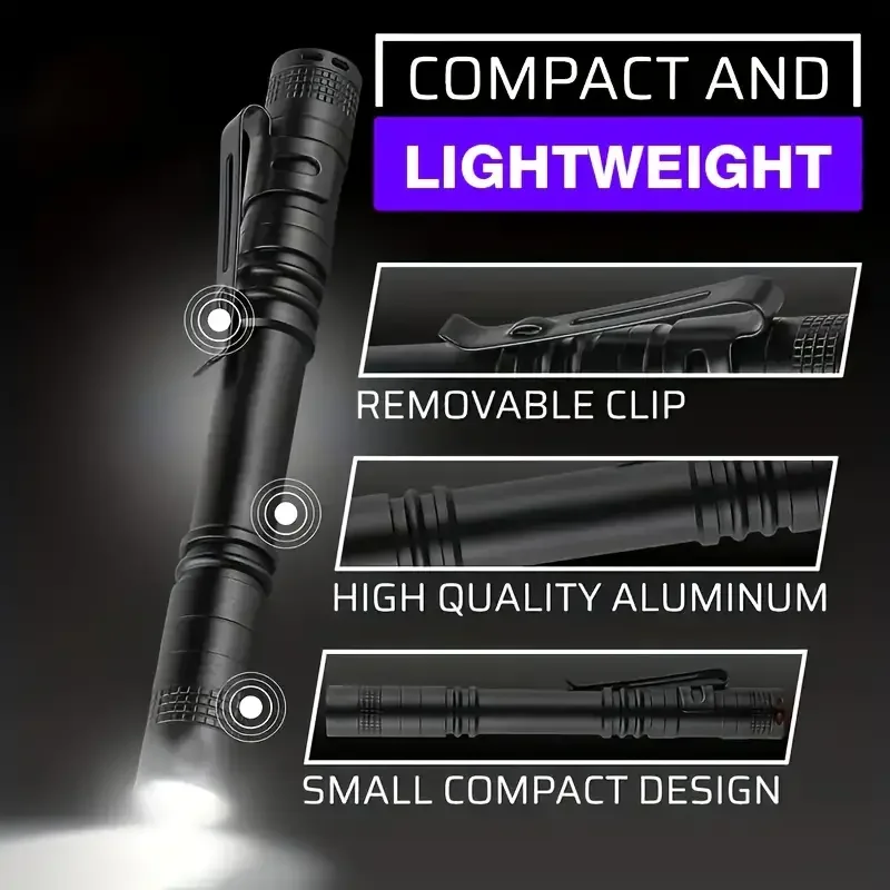 395nm UV Flashlight Mini LED Ultraviolet Pen Light Money Inspection Penlight Clip Pet Urine Stains Invisible Ink Detector