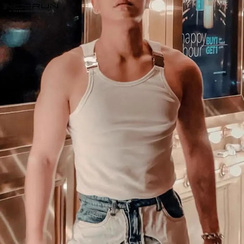 

Майка INCERUN мужская с круглым вырезом, однотонная Повседневная безрукавка, уличная одежда, модная одежда для фитнеса, лето 2024