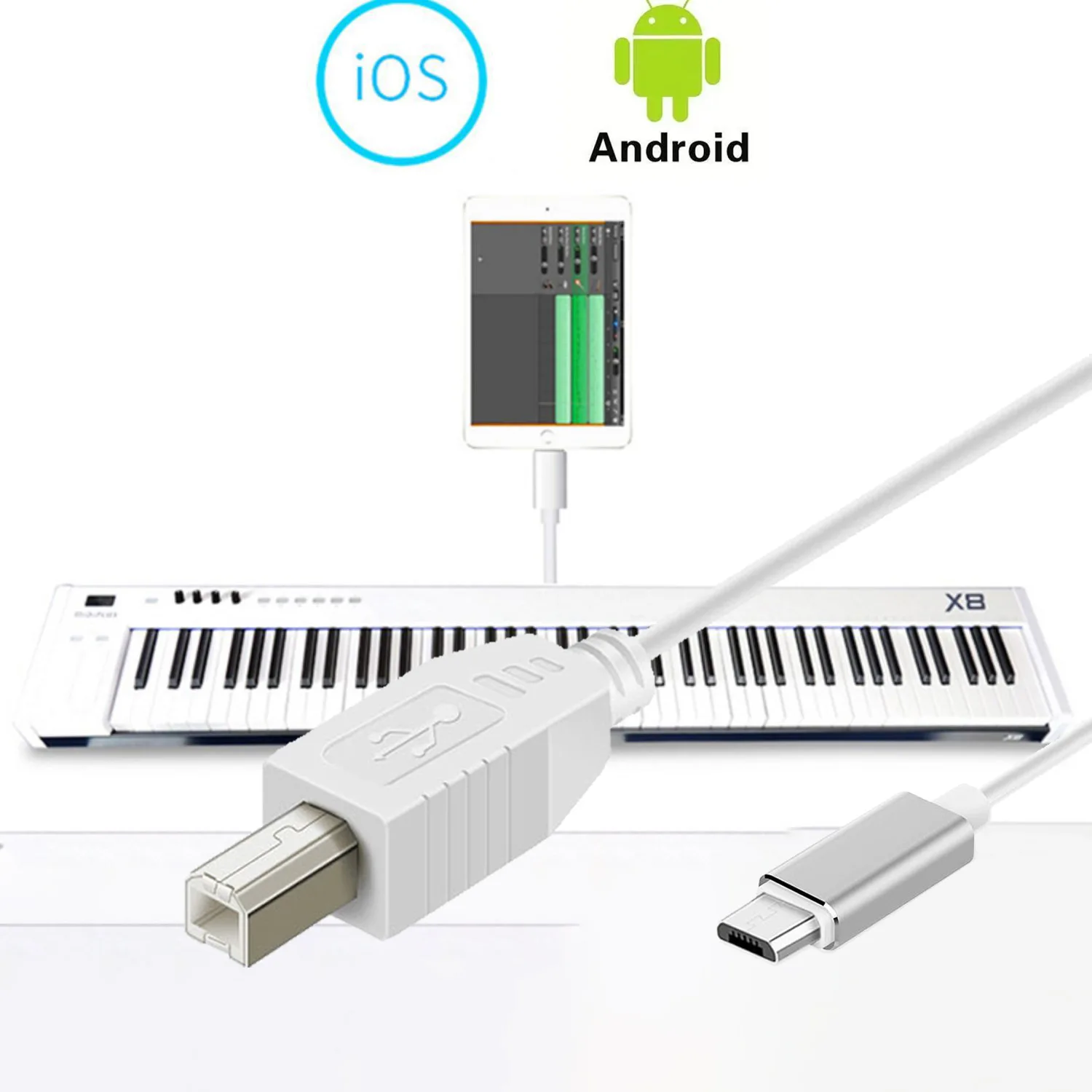 USB B OTG Cable Adapter For iPhone iPad for Android Samsung Xiaomi To Midi Controller Electronic Music Instrument Printer Cable