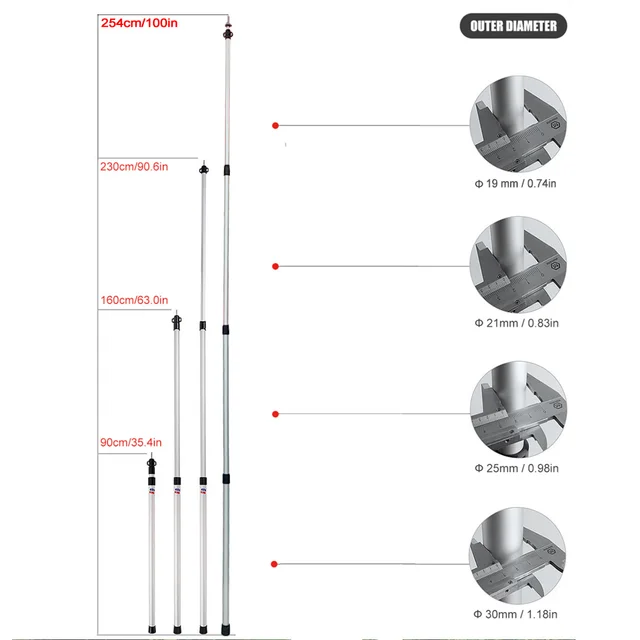 Két Színű 4 Szegmens Alumínium Sátor Pólus Állítható Tartó Rudak Tengerparti Menedék Pátp Napellenző Oszlopok Kemping Túrázási Sátorhoz - Image 2