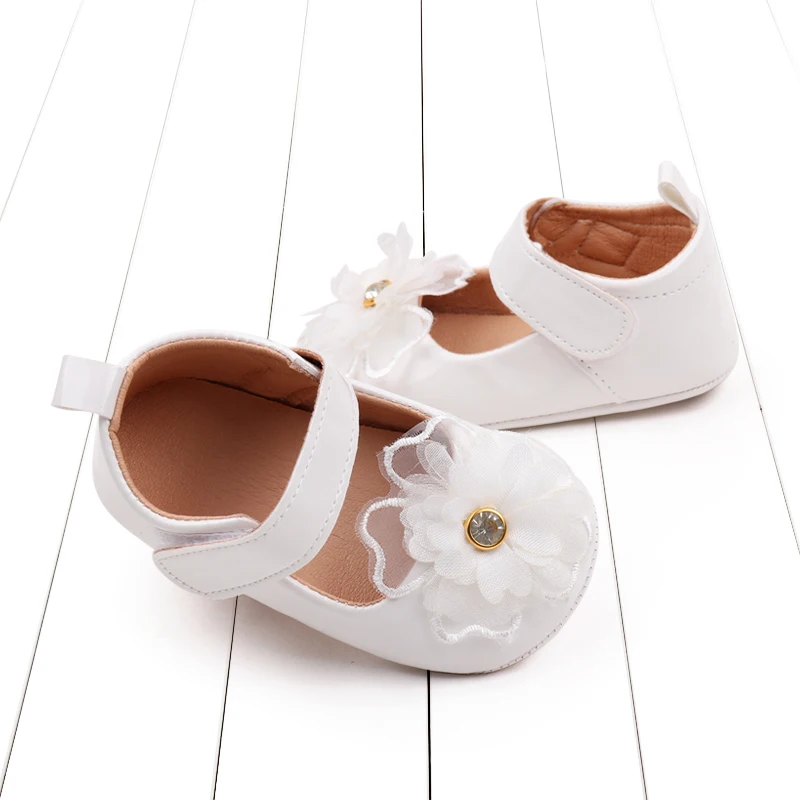 0-18M Baby Girls Princess Shoes Non-slip Soft PU Leather Flower Shoes Toddler First Walker Infant Crib
