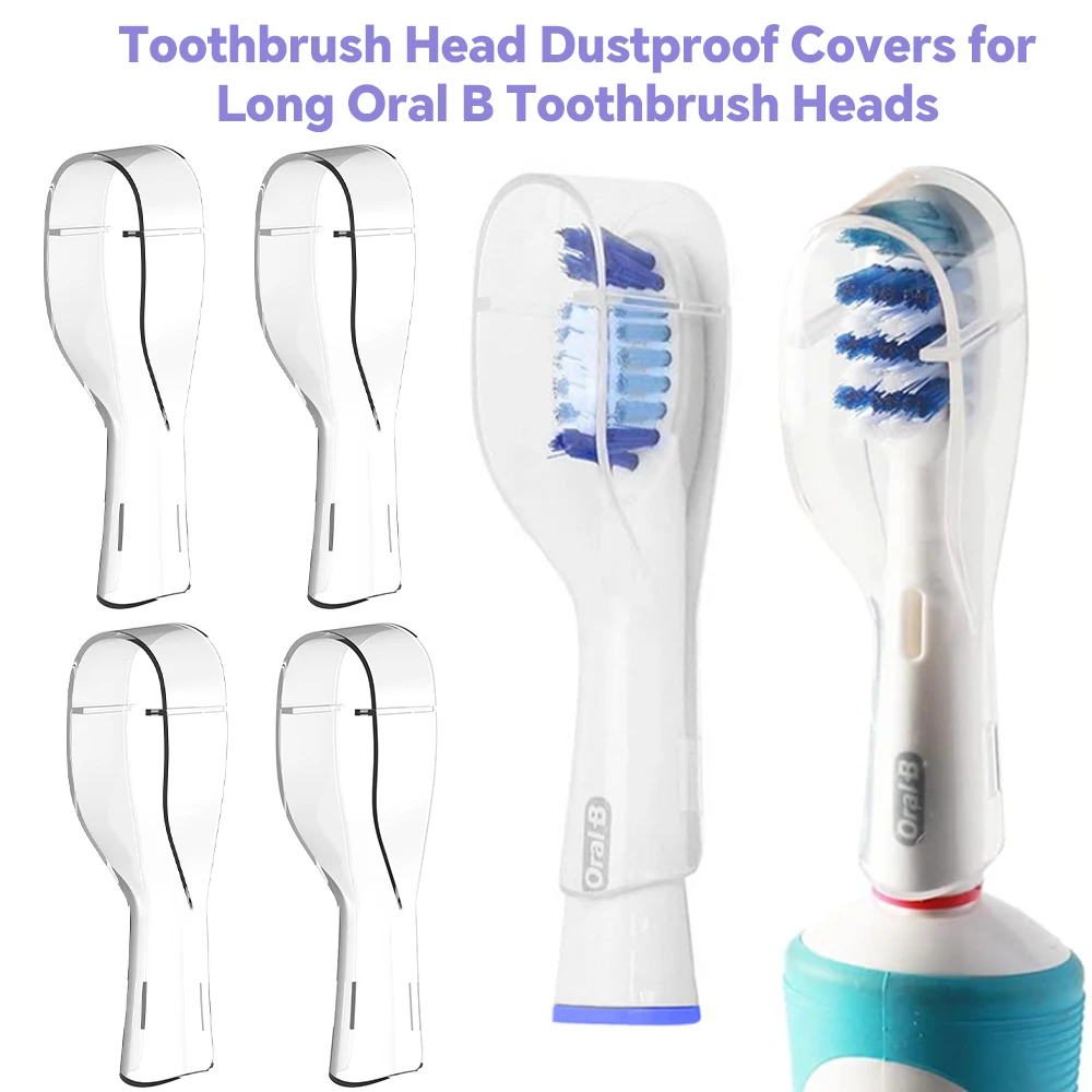 4 Pack Compatible with Oral B Long Head Electric Toothbrush Heads Dustproof Cover Caps, Long Replacement Brush Head Protectors